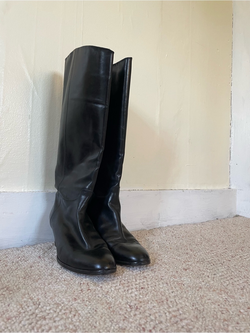 Calvin Klein Classifications Vintage Western Black Leather High Heel Boot Y2K - Picture 5 of 16